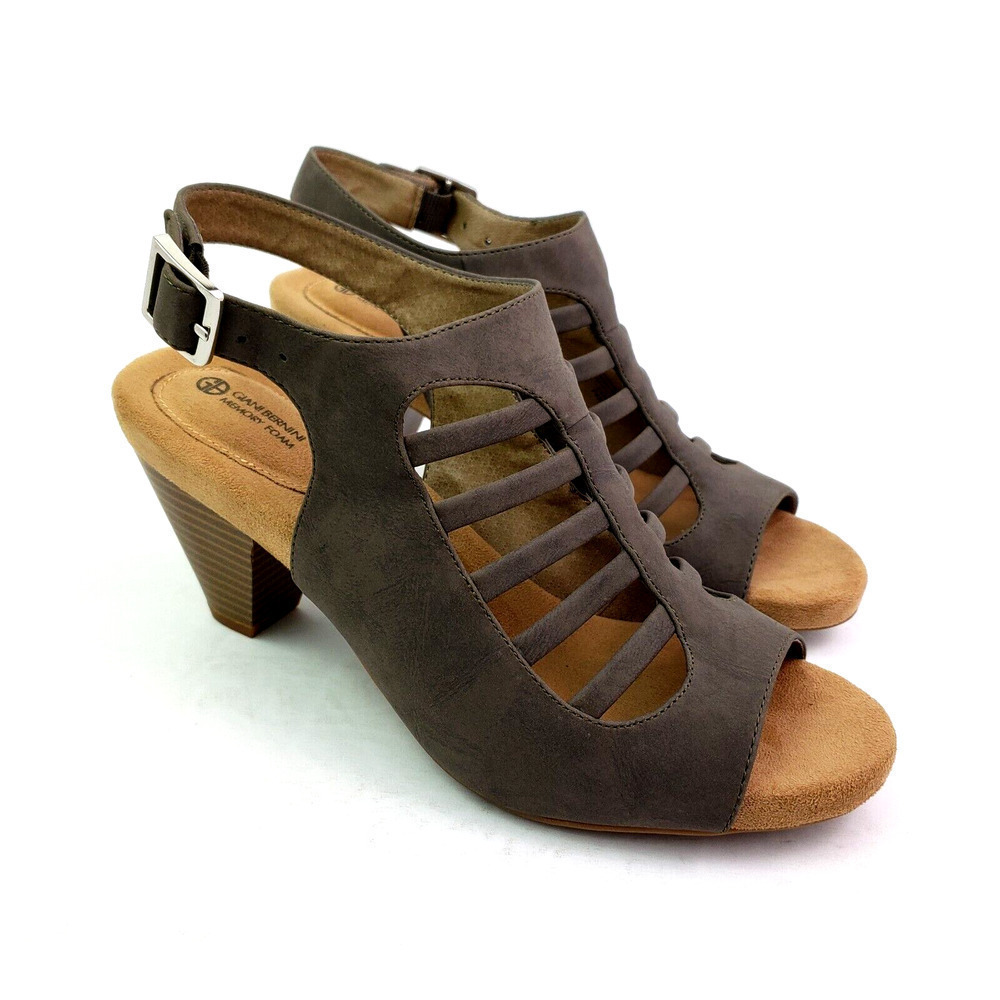 Giani Bernini Caileigh Womens Size 8 Grey Formal 3" Heel Peep Toe Sandal Shoes